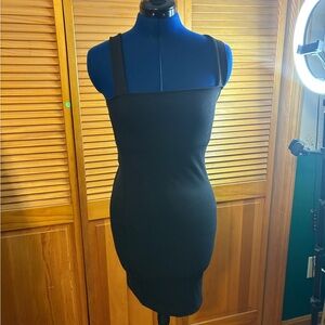 Popular Black Ribbed Midi Dress LBD